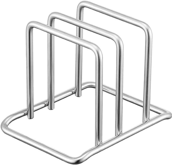 Stainless Steel Cutting Board Organizer, Compact with 2 Compartments, Extra Sturdy (Metal)