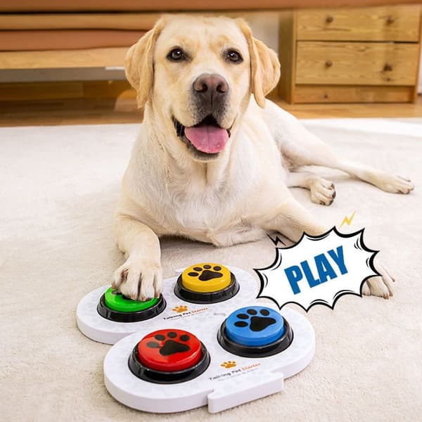 Hundeknapper til kommunikation, taleknapper til hunde, 9 lydknapper der kan optages Red