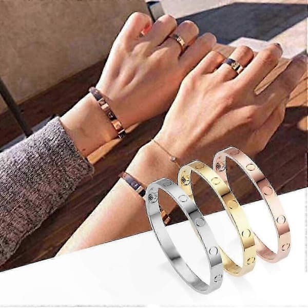 Armbånd i rustfrit stål med skruedesign til kvinder og mænd silver