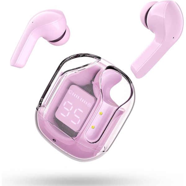 Laadukkaat uuden tyylin langattomat kuulokkeet, Bluetooth-nappikuulokkeet ENC-melunvaimennus Läpinäkyvät nappikuulokkeet, Violetti