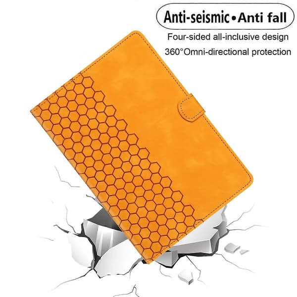 Präglat läderfodral kompatibelt med Lenovo Tab M10 Gen 3:e Yellow