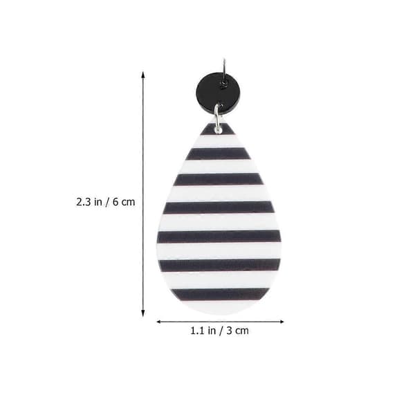 Ørepynt Striber Ørering til Dekoration 3Par Black White 6X3cm