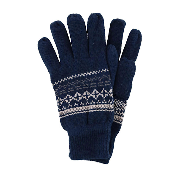 CTM Stickad Vintermönsterhandske (Herr)-lingling} Navy one size