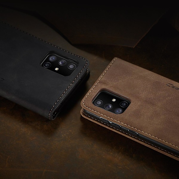 Laadukas uusi Samsung Galaxy A51 4g -kotelo, jossa korttipaikka, magneettinen läppä ja jalusta Samsung Galaxy A51 4g -puhelimelle, Premium Pu-nahkainen lompakkokotelo, Kic Black