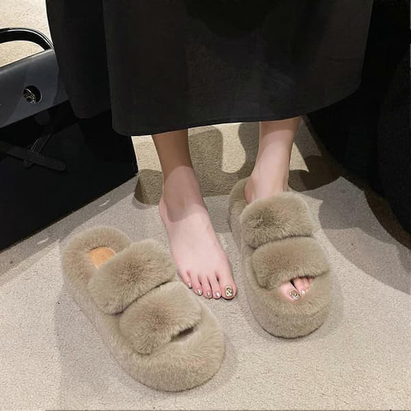 Damtofflor Slip-on Mjukt Foder Tjock Sula Öppen Tå Sandaler för Inomhus & Utomhus-lingling} Khaki 42