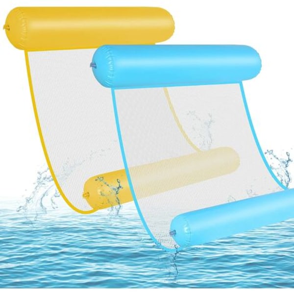Uppblåsbar vattenhängmatta, 2-pack flytande uppblåsbar hängmatta swimmingpool, hopfällbar flytande hängmatta Float Ultralight, Lounger Float för Beach Party
