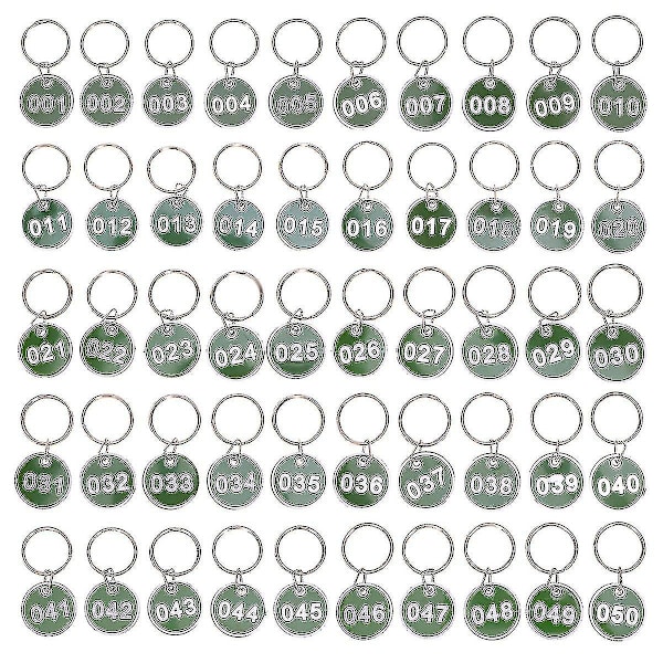 50 st nyckelringar i rostfritt stål med nummer, metallbrickor, nyckelringar med nummer, runda brickor med nummer [Rea!!! 30 % rabatt] Chumian