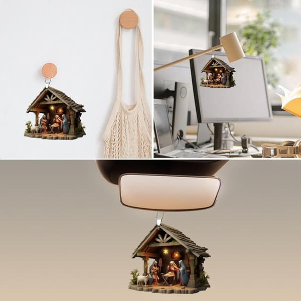 Julkrubbahänge, julgransdekoration | Julkrubba Julkrubba Ornament, 3D Akryl Julkrubba Julkrubba Ornament E