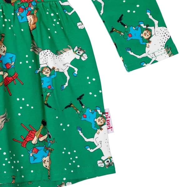 Pippi Pitkätossu Itsevarma-mekko vihreä Green 98