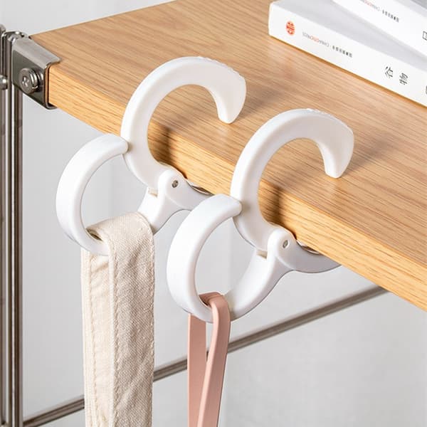 12 Plastic S-Hooks, White, with Rings, Suitable for Kitchen, Bathroom, Clothes Rack, Bedroom, and Office