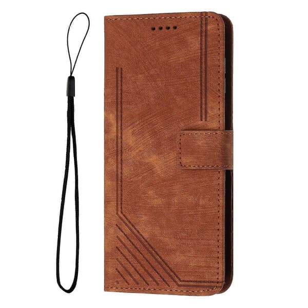 Kompatibel med iPhone 17 Pro Stand Case Prægede Linjer Læder Telefon Cover-lingling}