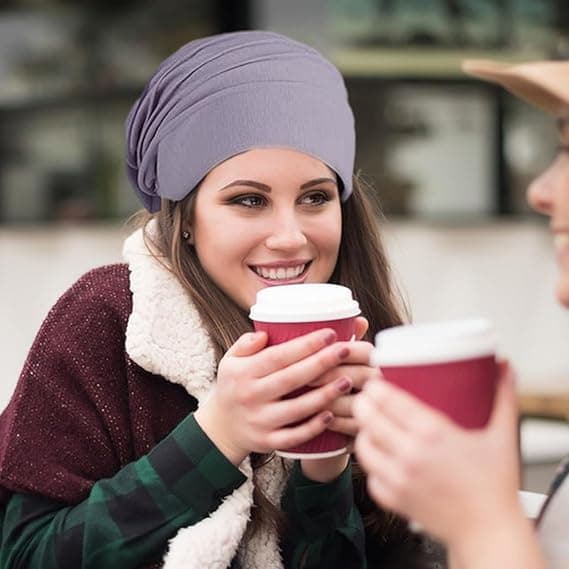 2-pack slouch beanie-mössa i bomull, sovhatt, elastisk, lätt, chemo-mössa, beanie-mössa för hår, skönhetsmössa för kvinnor