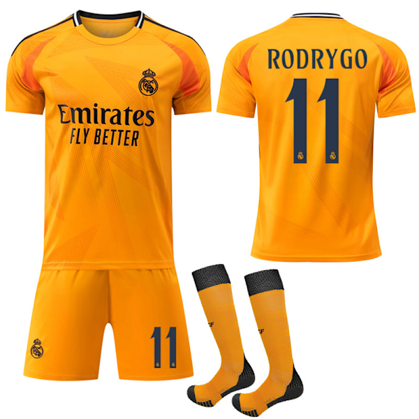 Högkvalitativa nya 24-25 Real Madrid Nya Säsongen Senaste Bortatröjor Fotbollströjor För Barn Vuxna No.11 RODRYGO 20