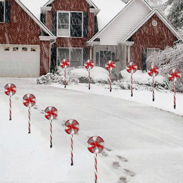 4-pack Lollipop Peppermint Pathway Markers, Juldekorationer för utomhusbruk