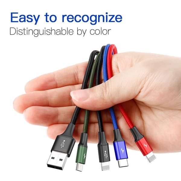 Ny 4-i-1 multiladdare, USB-C/Lightning/MicroUSB, 3.5A, 1.2m