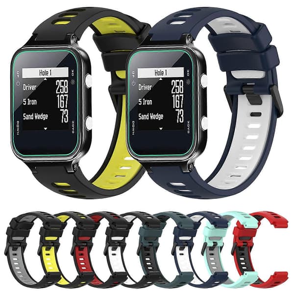 Silikoninen kellon ranneke Garmin Approach S20 -lingling -kellolle Black White