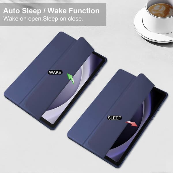 3-vikbart Läderfodral Kompatibelt med Samsung Galaxy Tab S9 FE / S10 FE Dark blue Samsung Galaxy Tab A9+