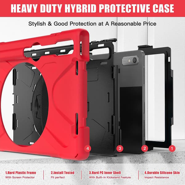 Silikone + PC Tablet Cover Kompatibelt med Lenovo Tab P11 Pro Gen 2 Red