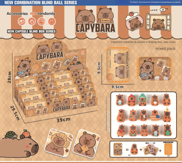 1 pc Capybara Surprise Box Capsule Unboxing Fun Surprise Backpack Accessory Keychain Lanyard Doll Toy 1pc