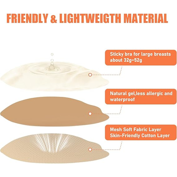 Self-Adhesive Push-Up Invisible Strapless Bra, B cup B
