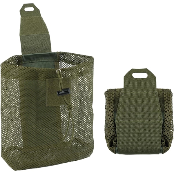 Sæsonkampagne! Høj kvalitet Foldbar Mesh Taske med Lynlås Multifunktionel Værktøjstaske Genbrugstaske Dump Taske til Bælte Vest Rygsæk Udendørs Aktivitet Army Green