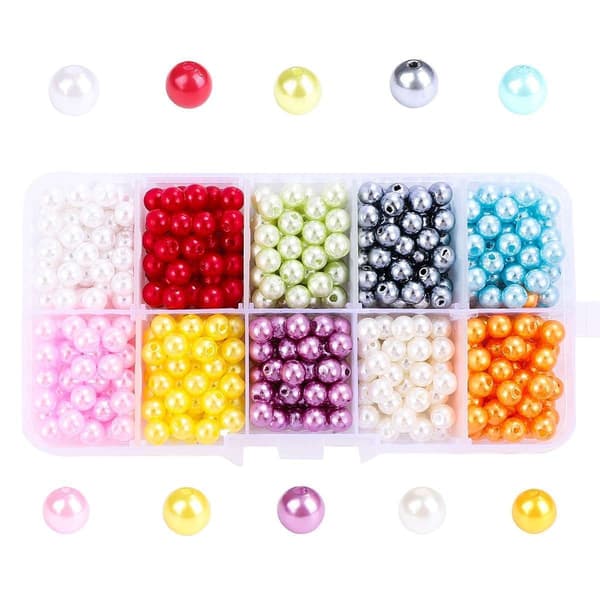 Akrylperler - 6 mm - 600 stk. - Farverige - DIY multifärg multicolor