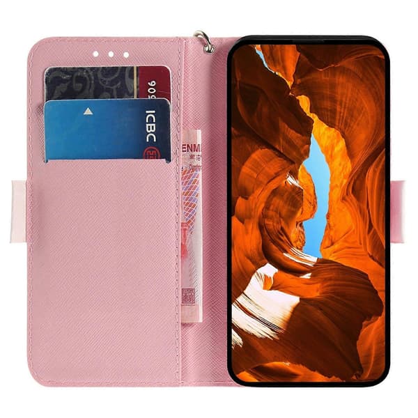 Kompatibel med iPhone 17 Pro Cover Mønstertryk Læder Pung Telefoncover med Håndledsrem Multifarvet Multicolor Stacking Squirrels