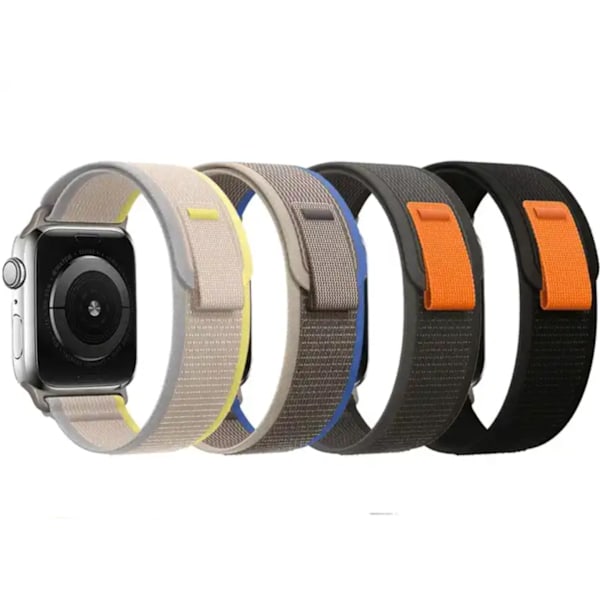 Specialerbjudande! Högkvalitativt nytt Armband Trail-Band Apple Watch 42mm/44mm/45mm/49mm - Hållbart & Bekvämt Grå / Orange