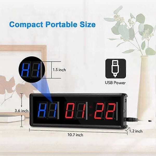 Ny Gym Timer, LED Interval Timer Digital Nedtælling Vægmonteret Ur Fitness Timer, Tal Ned/Op Ur