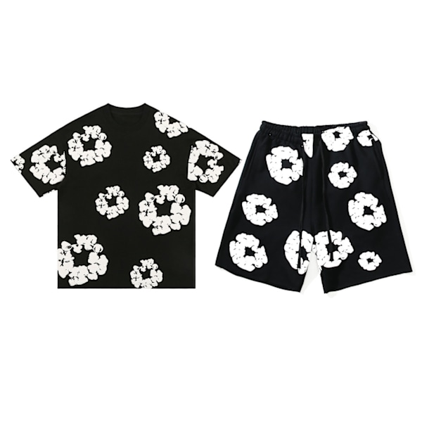 Säsongskampanj! Högkvalitativt Denim Tears sommarset för män, kortärmad, svart Svart Black L