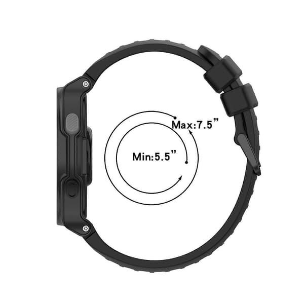 Silikoninen kellon ranneke Garmin Approach S20 -lingling -kellolle Black Grey