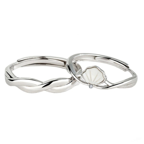 Partnerring 1 par vigselring förlovningsring (1 stycke), par justerbara vigselringar silver