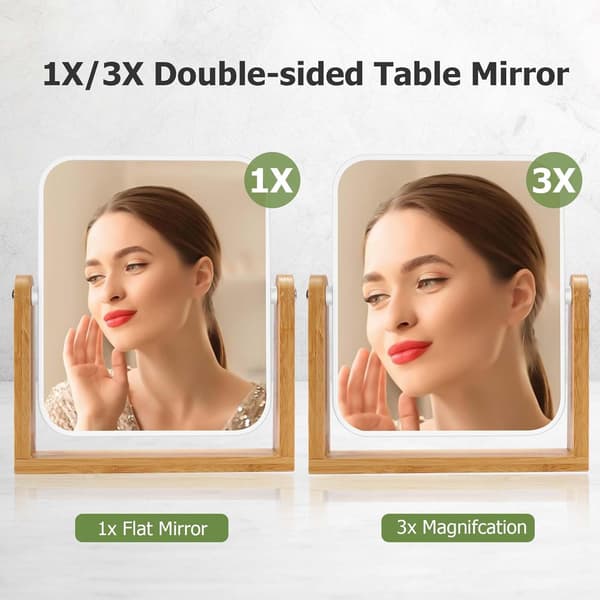 Makeup mirror double-sided, 360 degree rotatable with stand, 8 inch for bathroom or bedroom