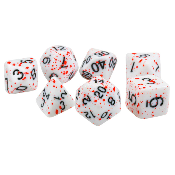 7x Tärningar för Dungeons & Dragons - Vit/Röd multifärg multicolor