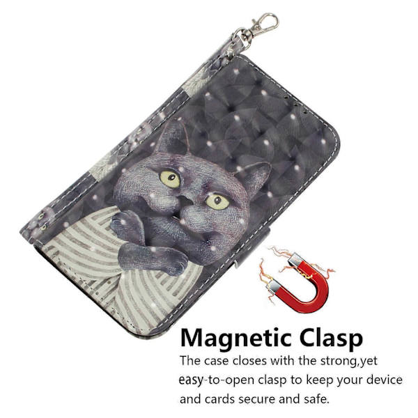 Compatible with iPhone 17 Pro Case Pattern Print Leather Wallet Phone Case with Wrist Strap Multicolo Multicolor Embracing Cat