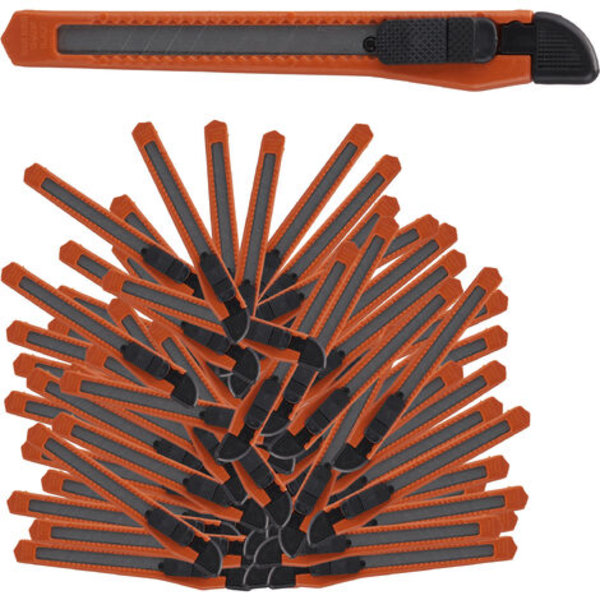Cuttermesser 100er Set, sicheres Einrasten, 9mm Abbrechklingen, Messer für Kartons & Tapete, Basteln, orange