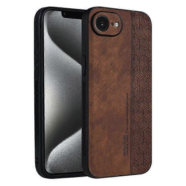 Compatible with iPhone 16e Case Protective PU Leather Covered TPU Phone Case Brown
