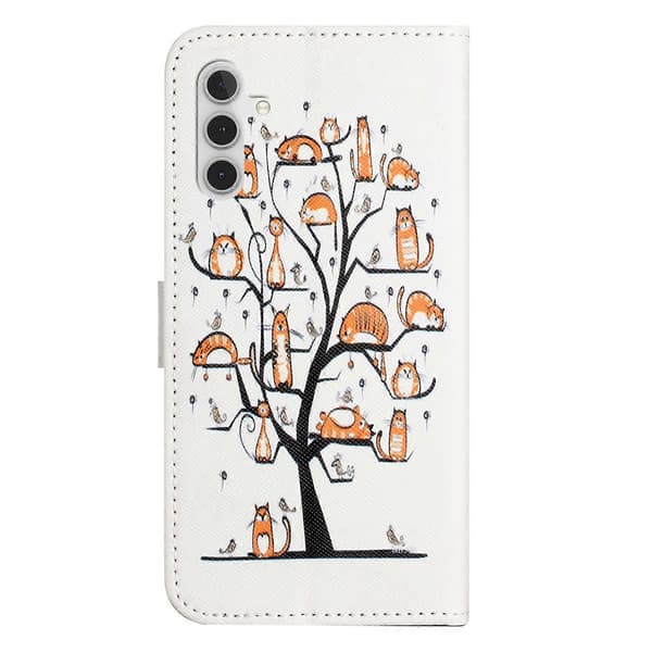 Compatible with Samsung Galaxy A56 5G Case Pattern Print PU Leather Wallet Phone Case Cross Texture Multicolo Multicolor Cat and Tree