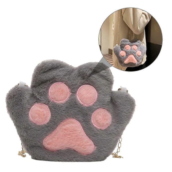 Stuffed Animal Purse Tecknad Kloformad Datumförvaring Grå Plysch 1 st