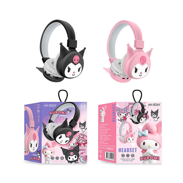 Laadukkaat uudet Kuromi Bluetooth -kuulokkeet langattomat On-Ear lasten kuulokemikrofonikuulokkeet lahjat Pink