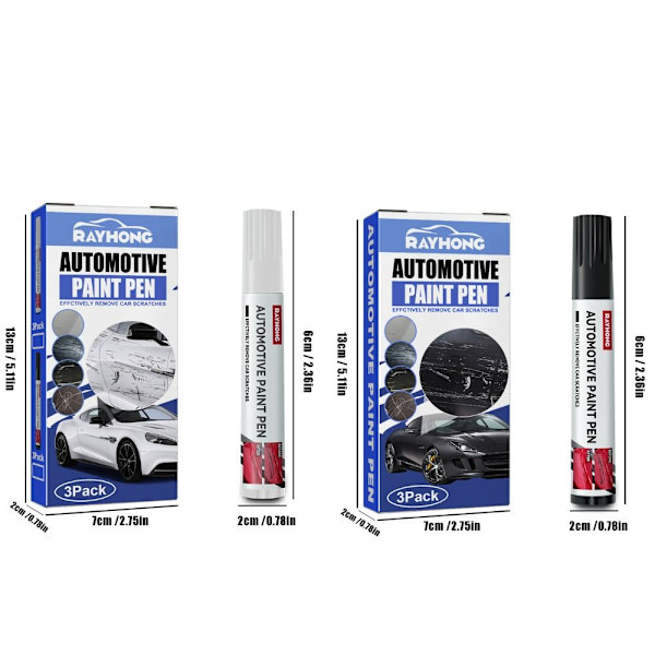 Nye 3 stk. Bilmaling Pen Auto Ridsefjerner SORT black