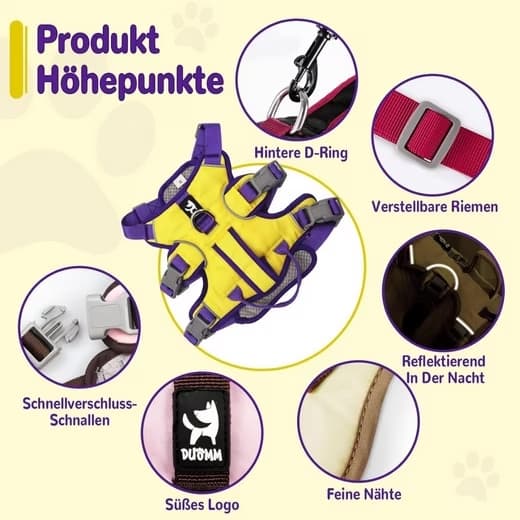 Justerbar Træksele til Hund – Sort, Rosa, Gul S/M/L Yellow M