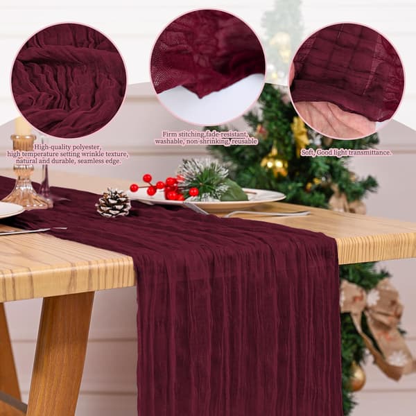 4-pack Muslin bordslöpare 43x274cm Vinröd - Boho Rustik Bröllopsdekor Wine red