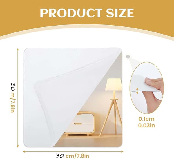 4-pack Self-Adhesive Mirror Tiles – Wall Mirror for Easy Installation