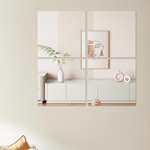 4-pack Self-Adhesive Mirror Tiles – Wall Mirror for Easy Installation