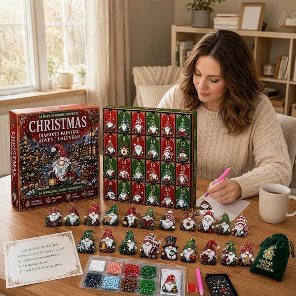 Diamantmålning Adventskalender 24 dagar S1 - Tomtehänge DIY Style 2
