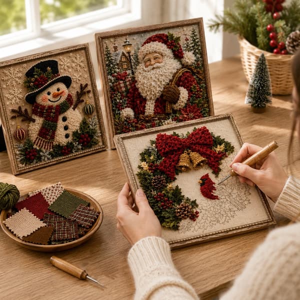 3D Jule Poke Art DIY Sæt S6 - Stofhåndværk til Voksne Style 6