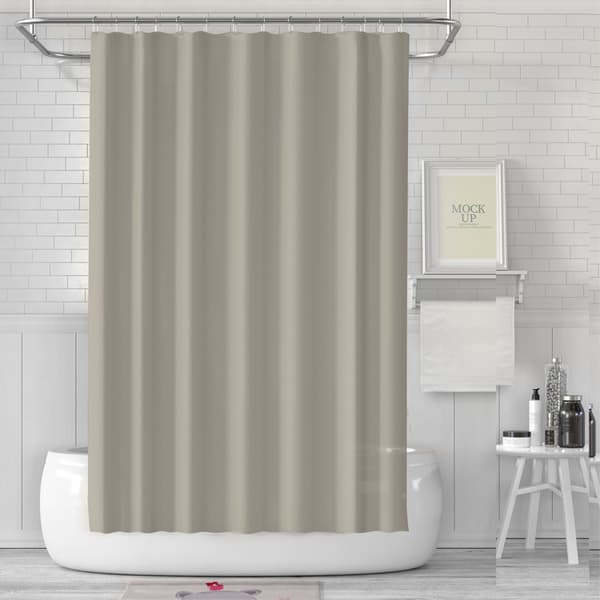 Waterproof Shower Curtain 180x180 cm – Solid Color with Hooks, Washable & Quick-Drying Beige