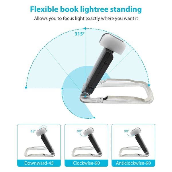 Portable USB Rechargeable LED Book Light with Clip for Reading in Bed, Adjustable Brightness, Dimmable Bookmark Lamp rosa