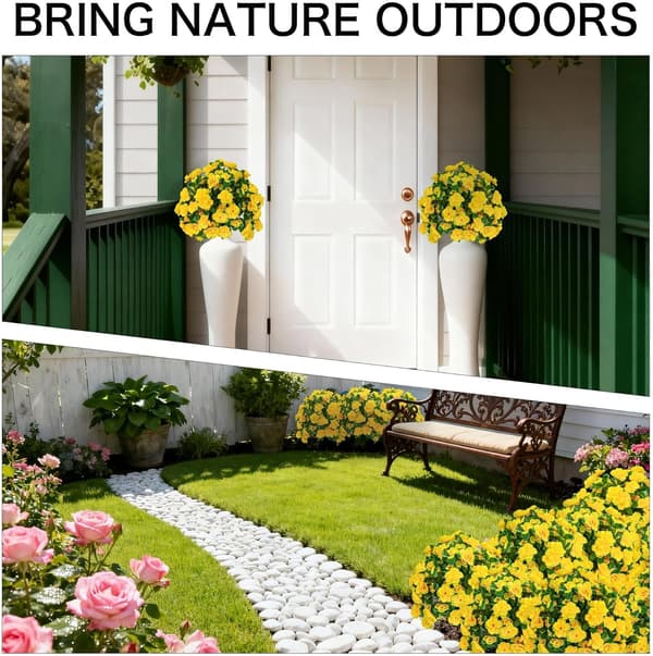 2-pak kunstig rododendron med pind - UV-resistent haveveranda - gul Yellow 2 Pack